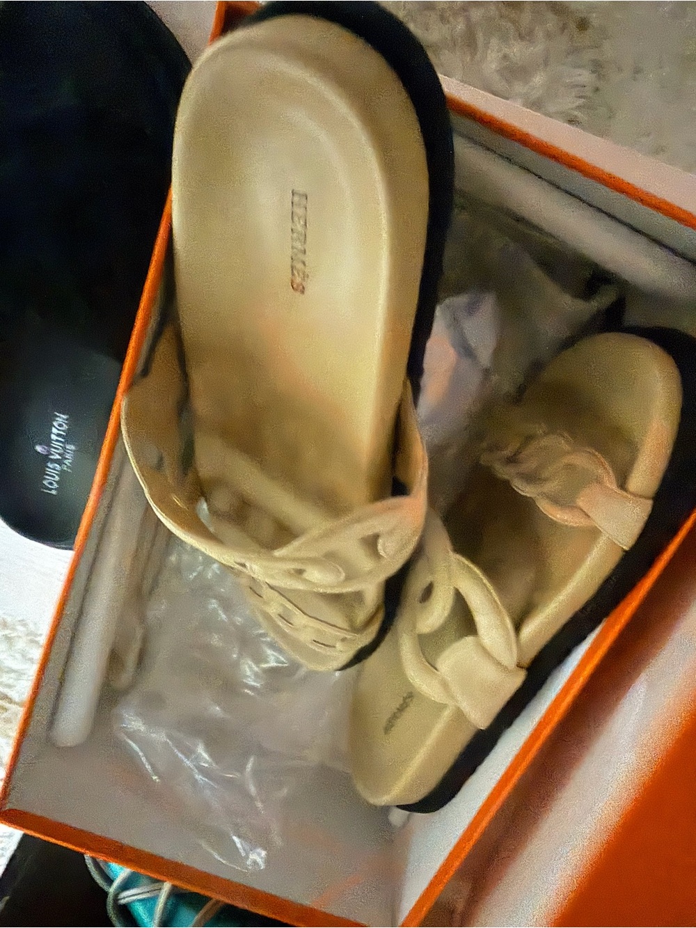 Cream neutral suede like sandal - Picture 3 of 9